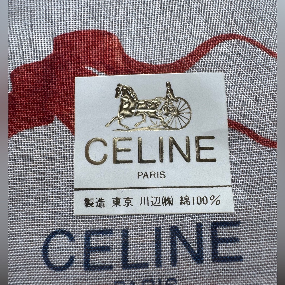 Celine Paris Basket Of Flowers Vintage Cotton Pocket Square/Scarf w/COA - Picture 7 of 8